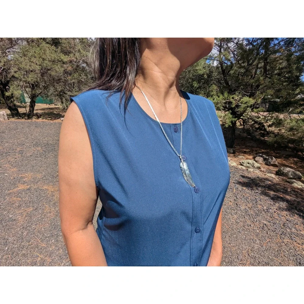 Handmade Navajo Sterling‎ Silver Feather Pendant Necklace NA Jewelry **